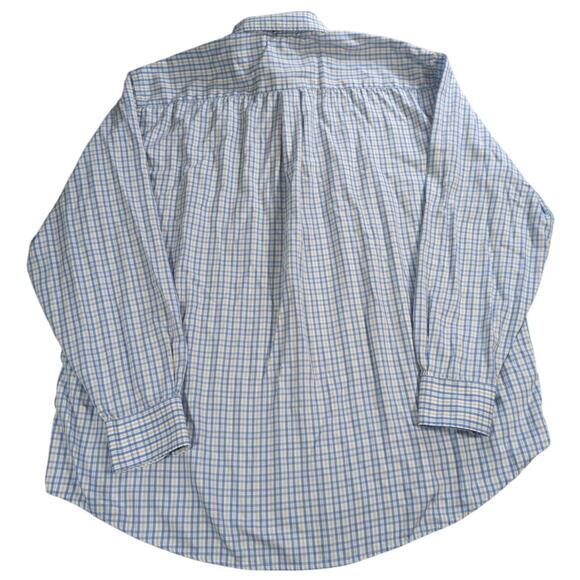 Peter Millar Crown Soft XXL Blue White Plaid Button Down Shirt Cotton Silk - Picture 11 of 12